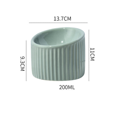 Elevated Cat Bowls Raised Cat Bowl For Indoor Cats Tilted Ceramic Elevated Food Or Water Bowls Anti Vomit Whisker Friendly Bowls Round Shape