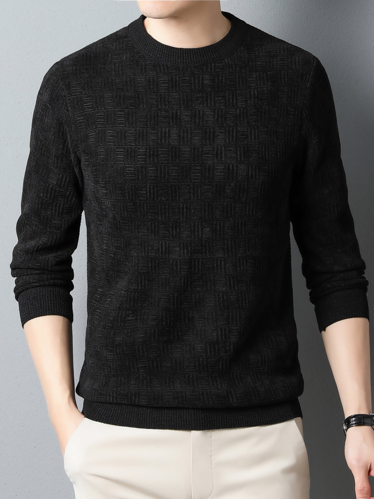 Winter New Men's Casual Sweater Round Neck Plus Thick Base Warm Sweater Best Sellers