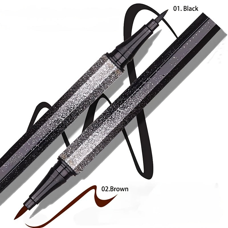 1pc Long-Lasting Waterproof Black Starry Sky Eyeliner Pen with Sponge Tip - Smooth and Quick-Drying for Beautiful Eye Makeup