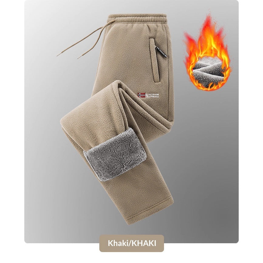 Men New AutumnWinter Fleece Lined Padded Norwegian Style Thermal Pants In American And European Sizes