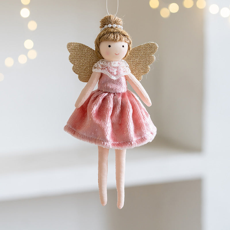 Christmas Decoration High-grade Flannel Ankle-tied Girl Angel Small Pendant