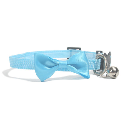 Pet Bow Collar Nylon Ribbon Multi-color Adjustable With Bell Pet Decorations