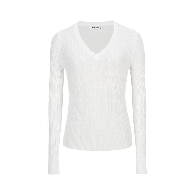 Women's Clothing Is Super Stylish With A High-end Simple And Versatile Cable-knit V-neck Sweater