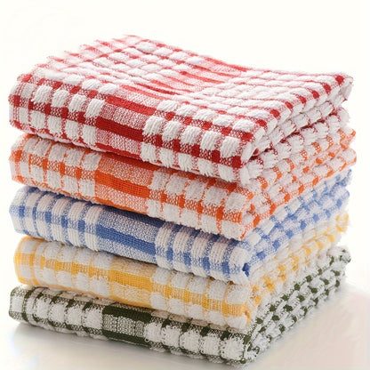 5/10pcs Large Size Cloths, Dishwashing Cloths, Table Cleaning Cloths, Randomly Colored Checkered Napkins, Absorbent Wet Wipes, Kitchen Cleaning Cloths, Cleaning Tools, Reusable Napkins, Tea Towels