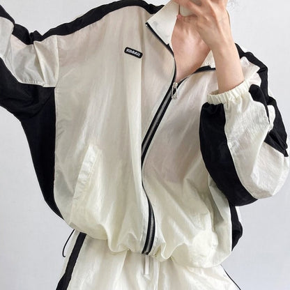 Color-blocked Sun-protective Clothing Casual Lightweight Outfit Set