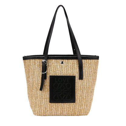Spring Straw Woven Large Capacity Women's Portable Shoulder Bag