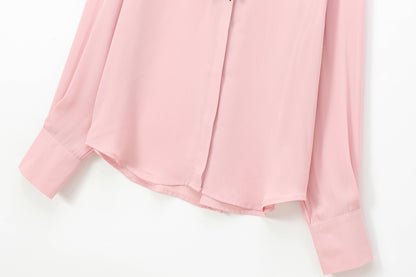 Autumn Beauty Outfit Velvet Bow Decorated Shirt