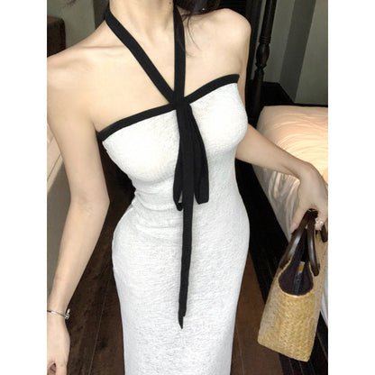 Women's Casual White Halter-neck Tube Dress