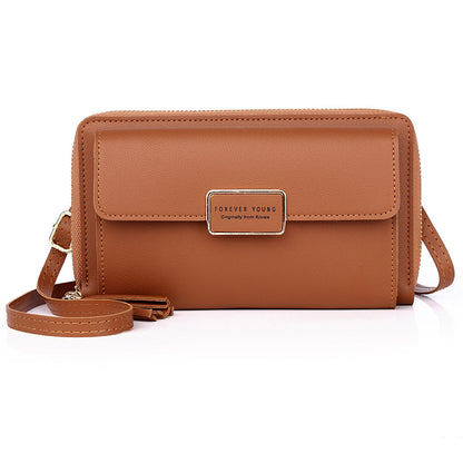 One-shoulder Messenger Tassel Large-capacity Zipper Phone Bag