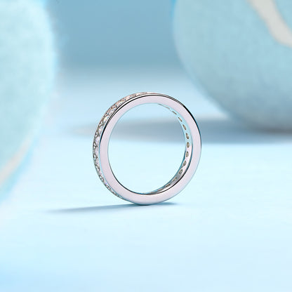 Trajectory - Set With Top-quality Moissanite S925 Silver And Platinum-plated Diamond Wedding Ring, The Ring Can Be Tested With A Diamond Pen In Gold And Rose Gold