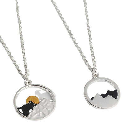 Valentine's Day Gift Sunrise Sunset Mountains Necklace Pendant