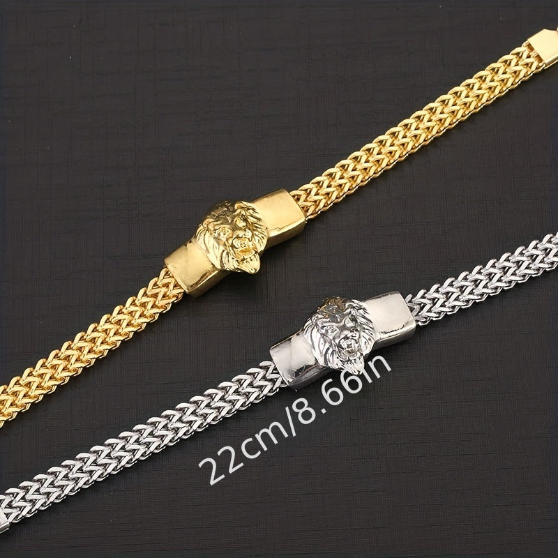 Fashion Stainless Steel Chain Bracelet Lion Head Bracelet For Men Party Biker Jewelry Gifts