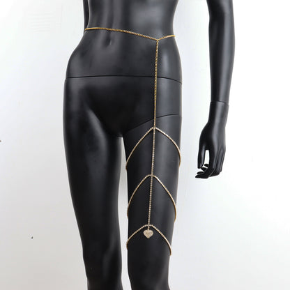 Multi-Layer Body Shape Diamond Love Leg Chain Beach
