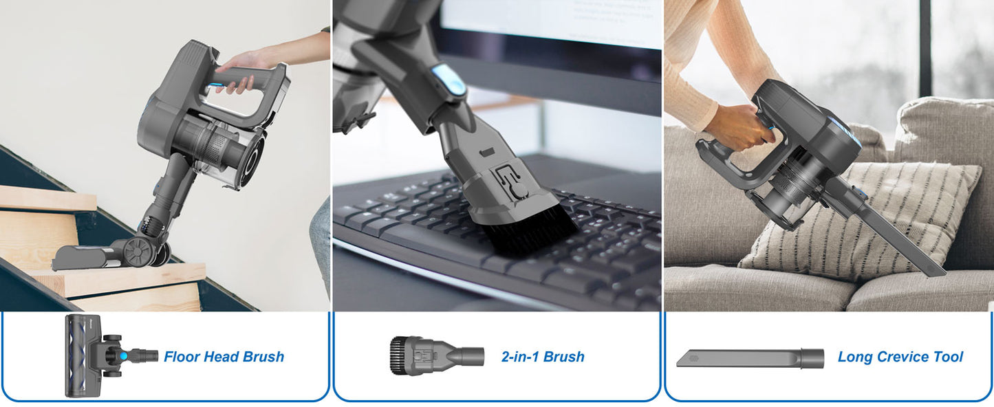 INSE N300 Cordless Vacuum Cleaner 20Kpa Ultra 6 in 1 Lightweight Stick Vacuum Powerful Handheld Vacuum Cleaners for Home Pet Car