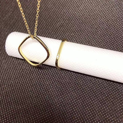 Small Square Ring Pendant Clavicle Chain Titanium Steel