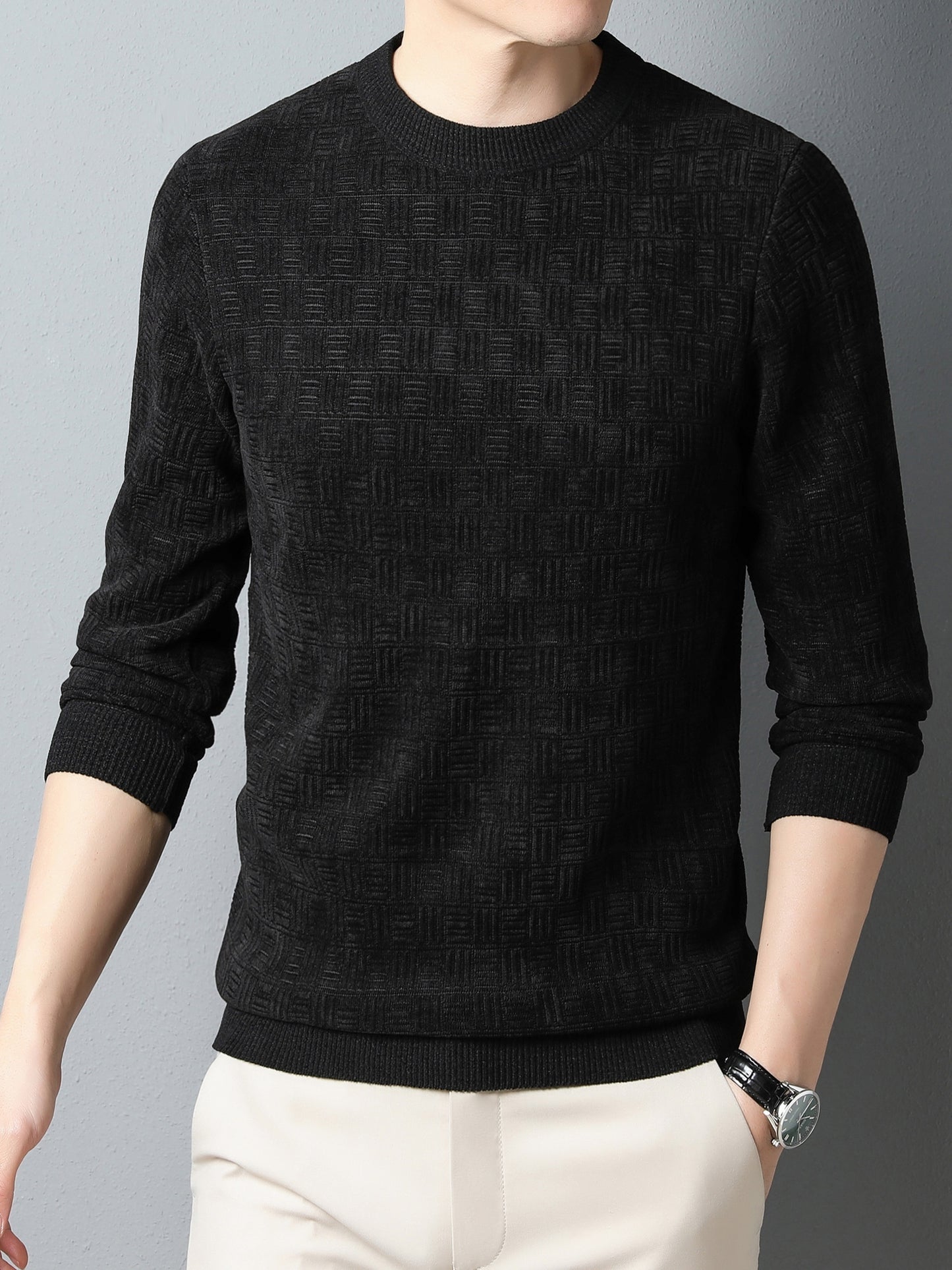 Winter New Men's Casual Sweater Round Neck Plus Thick Base Warm Sweater Best Sellers