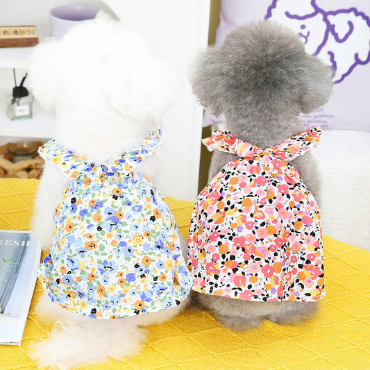 Cross Flower Skirt Pet Small And Medium-sized Dog Casual Clothing