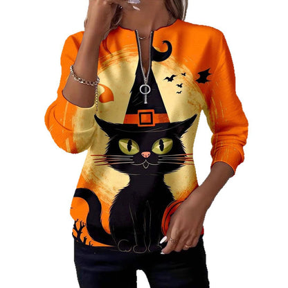 Women's Casual Christmas-Print Raglan Sweatshirt