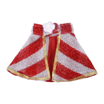 Cat Small White Floral Striped Top  Dog Snowflake Festive Cloak