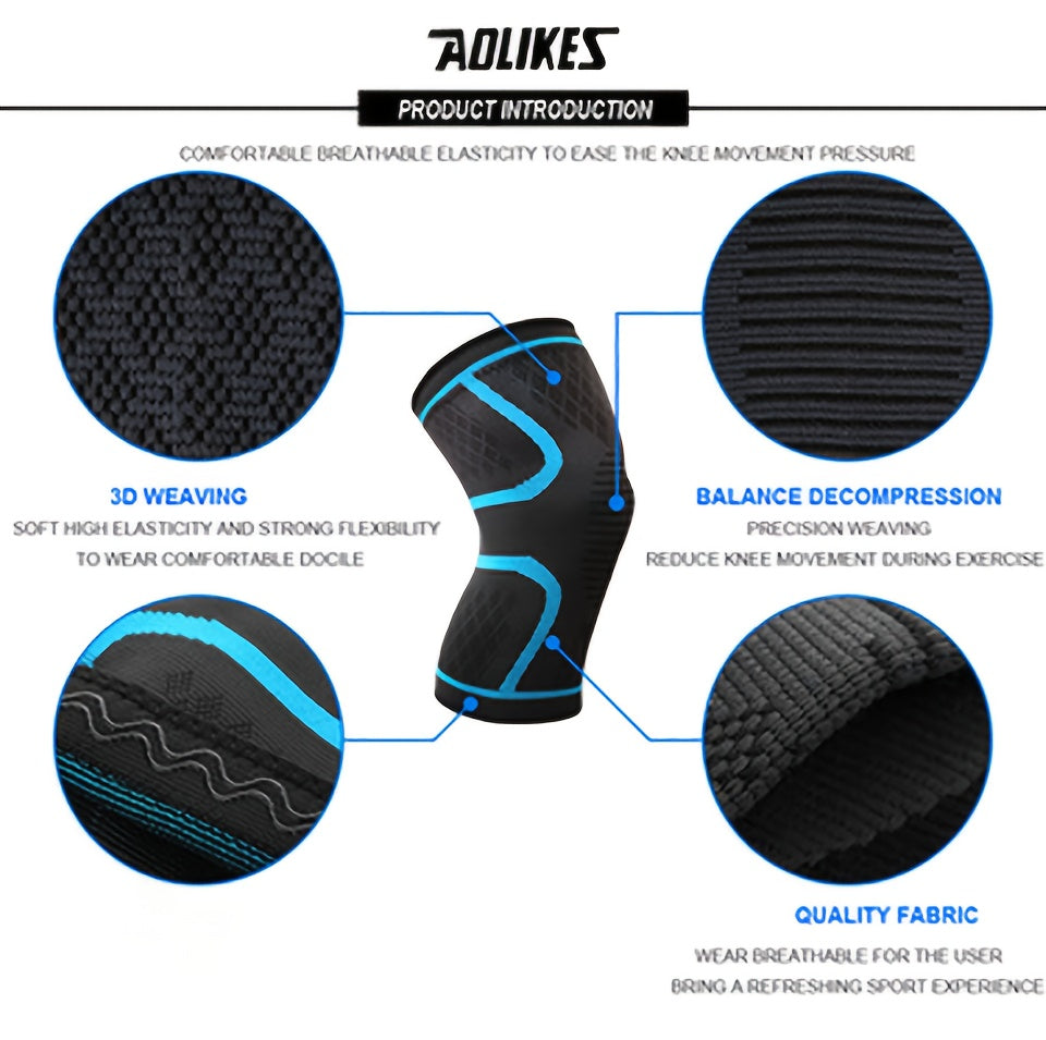 1pc AOLIKES Compression Knee Pad Sleeve - Breathable, Non-Slip, Durable Polyamide & Nylon, Ideal for Running, Volleyball, Basketball, Yoga, Tennis, Football