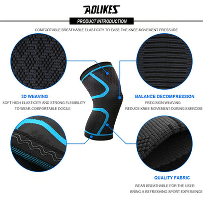 1pc AOLIKES Compression Knee Pad Sleeve - Breathable, Non-Slip, Durable Polyamide & Nylon, Ideal for Running, Volleyball, Basketball, Yoga, Tennis, Football