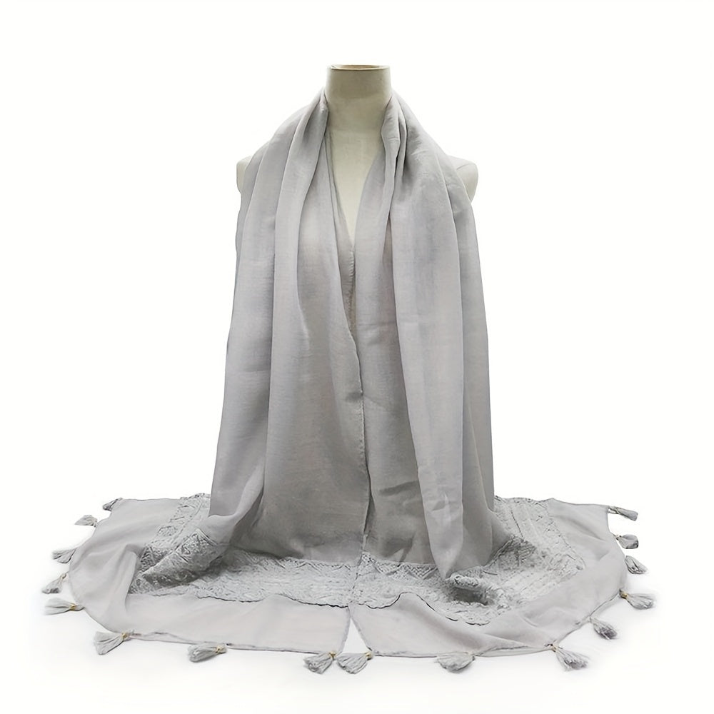 Embroidery Hollow Lace Tassel Scarf Fashion Elegant Casual Cold Weather Scarves Wraps For Women for eid