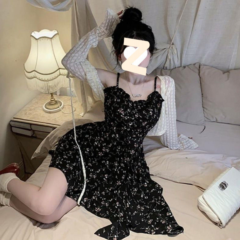 Women's Black Floral Casual Set