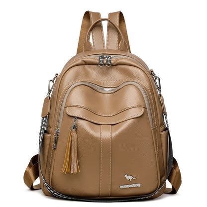 New Multi-functional Hand-held Genuine Leather Tassel Backpack