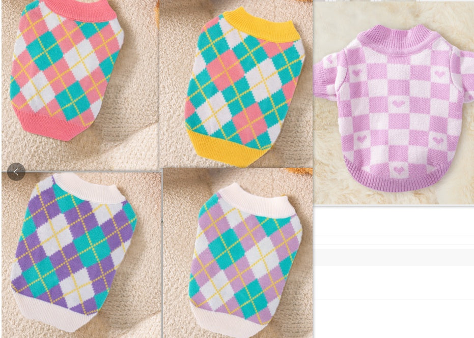 Dog Striped Knitted Sweater Cardigan Clothing