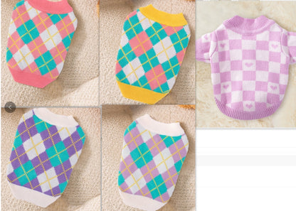 Dog Striped Knitted Sweater Cardigan Clothing