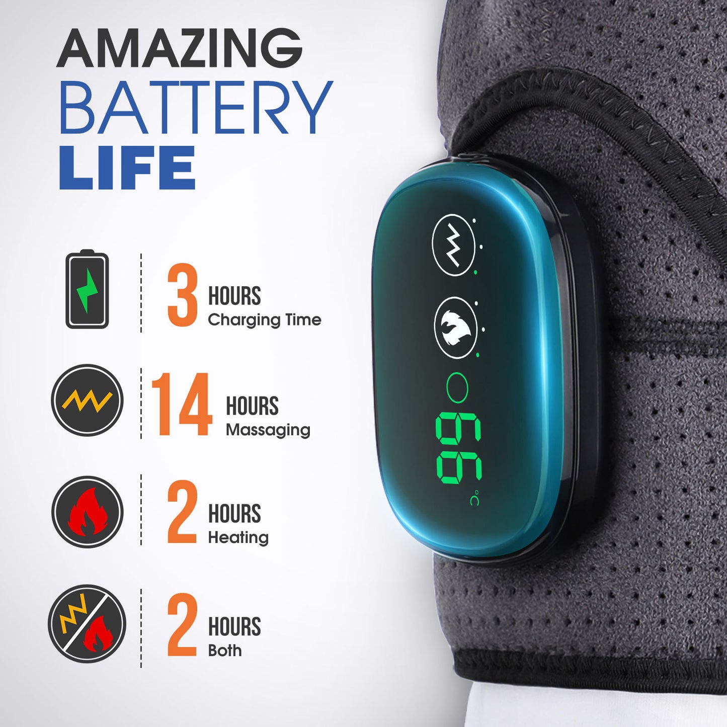 USB Rechargeable Shoulder Heating Massager - Adjustable Pain Relief Brace for Shoulder, Elbow & Knee