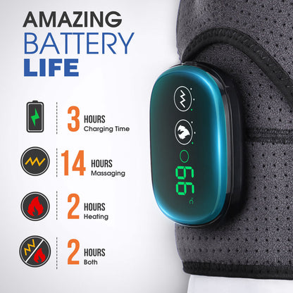 USB Rechargeable Shoulder Heating Massager - Adjustable Pain Relief Brace for Shoulder, Elbow & Knee