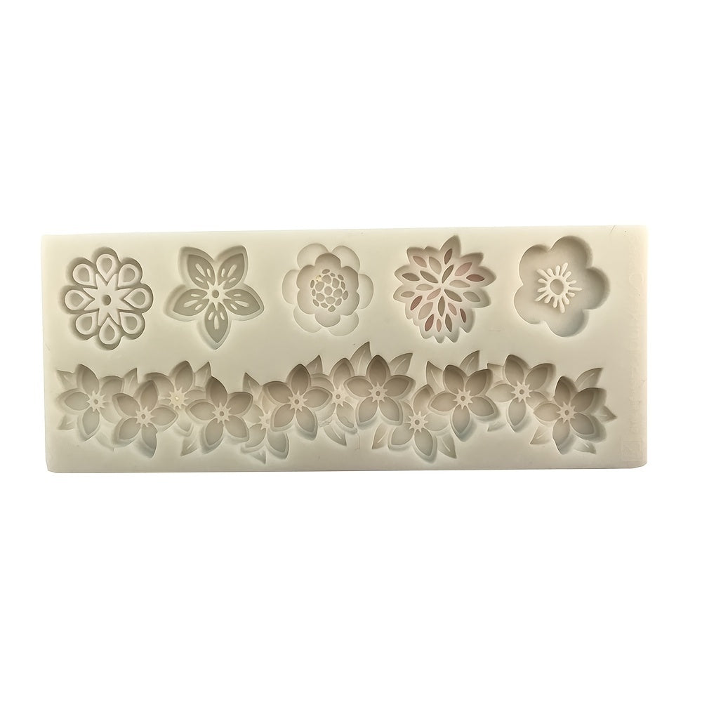 1pc 5.71inch Flower-shaped Fondant Silicone Mold