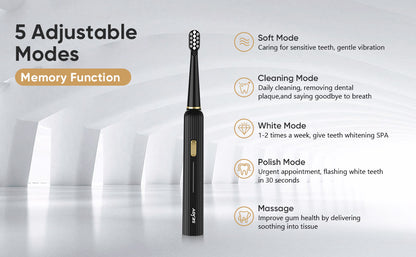 SEJOY Sonic Electric Toothbrush Rechargeable For Adult Rotating Toothbrush With 12 Brush Heads 5 Modes Timer