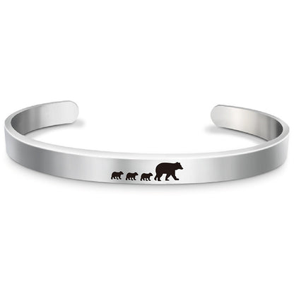 Stainless Steel Mama Bear Bracelet Mother's Day Gift