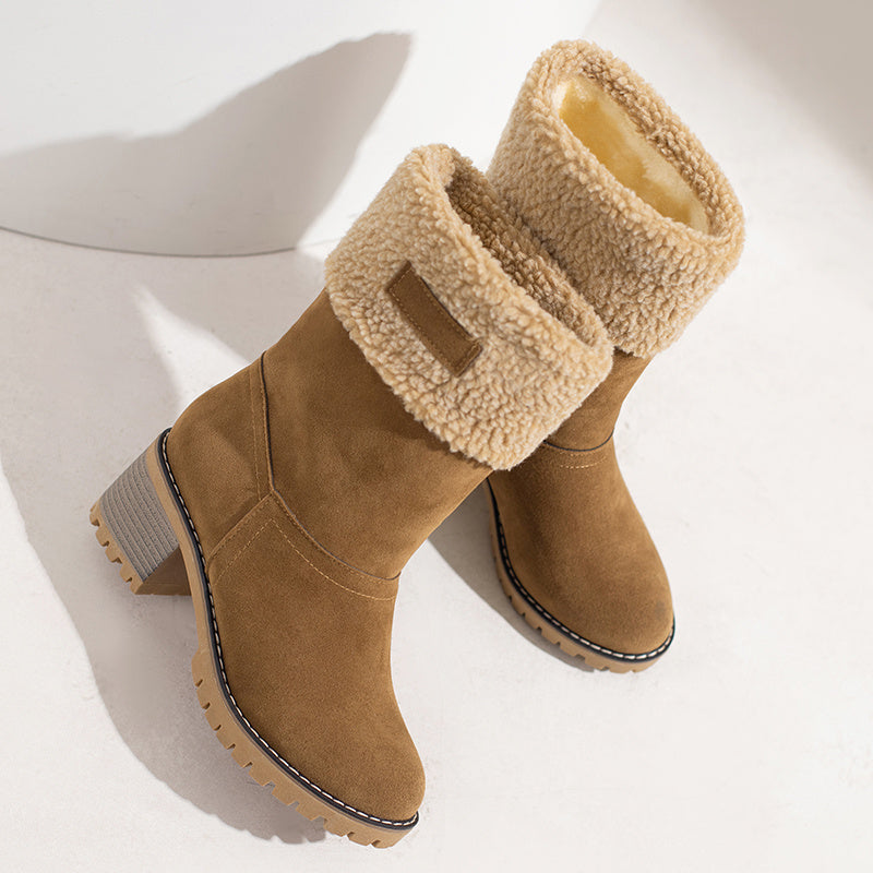Women's Winter Snow Boots - Waterproof Fleece-Lined Anti-Slip Boots with Plush Collar