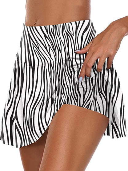 Summer Skort Solid Shorts, Sexy High Waist Fashion Sports Biker Running Yoga Skort Shorts, Women's Clothing