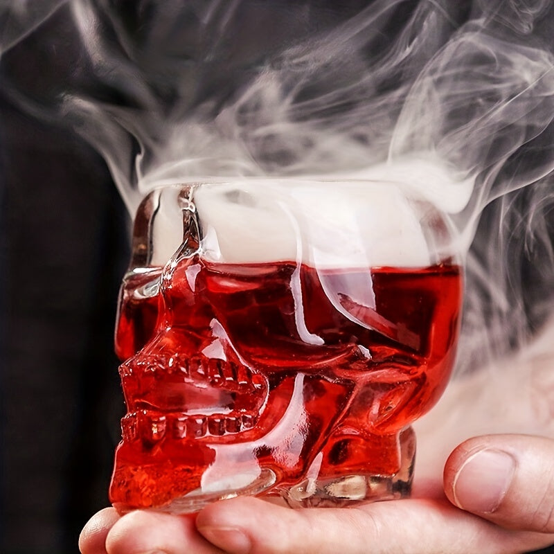 1pc/4pcs Halloween Skull-Shaped Glass Wine Bottle with Lid - Reusable, Non-Slip, Geometric Design for Cold Beverages, Perfect for Family Gatherings, Halloween Decorations, and Themed Parties