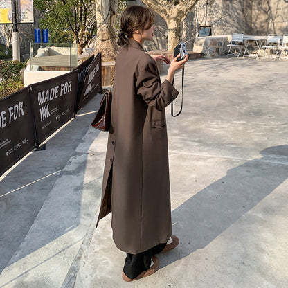 Women's High-quality Knee-length Long Suit Trench Coat