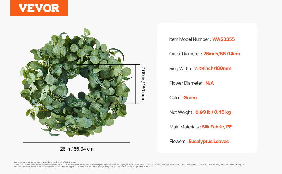 VEVOR Artificial Decorative Wreath Decorated with Peonies Hydrangeas Babysbreath Year Round Wreath for Wall Wedding Decorations