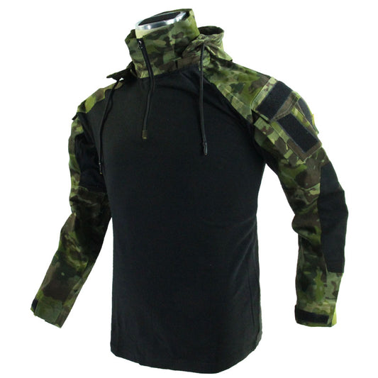 Detachable Hood With Zipper, CTP-style Long-sleeve Tactical Top