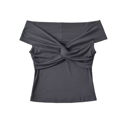 Pleated Twisted And Layered Short-sleeve T-shirt