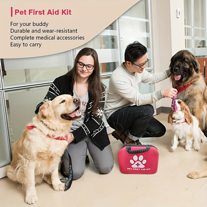 PawPals 90-Piece Portable Pet First Aid Kit for Dogs & Cats - Emergency Travel & Home Pet Care Supplies with Collar, Scissors, Tweezers, Bandages, Antiseptic Wipes & More