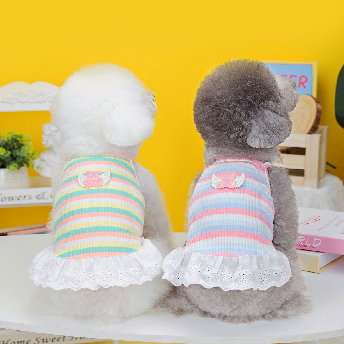 Pet Clothing Dog Color Stripes Wings Skirt