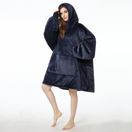 RONGTAI Oversized Wearable Pajamas With Big Pockets,Soft Plush Sweatshirt Hooded Popular Tops One Size Fits