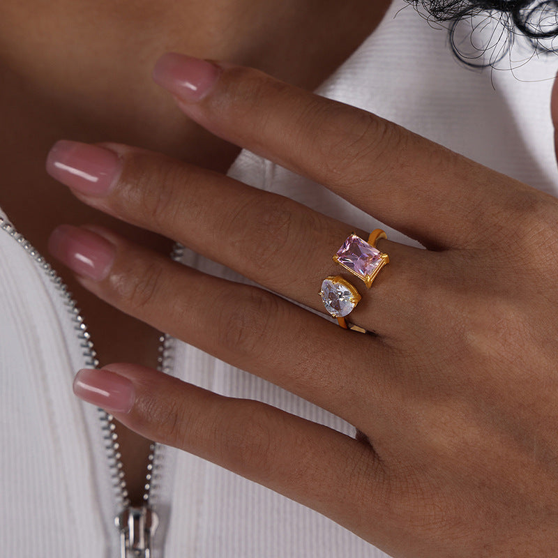 Titanium Steel No Fading INS Special Interest Light Luxury Open Ring Adjustable