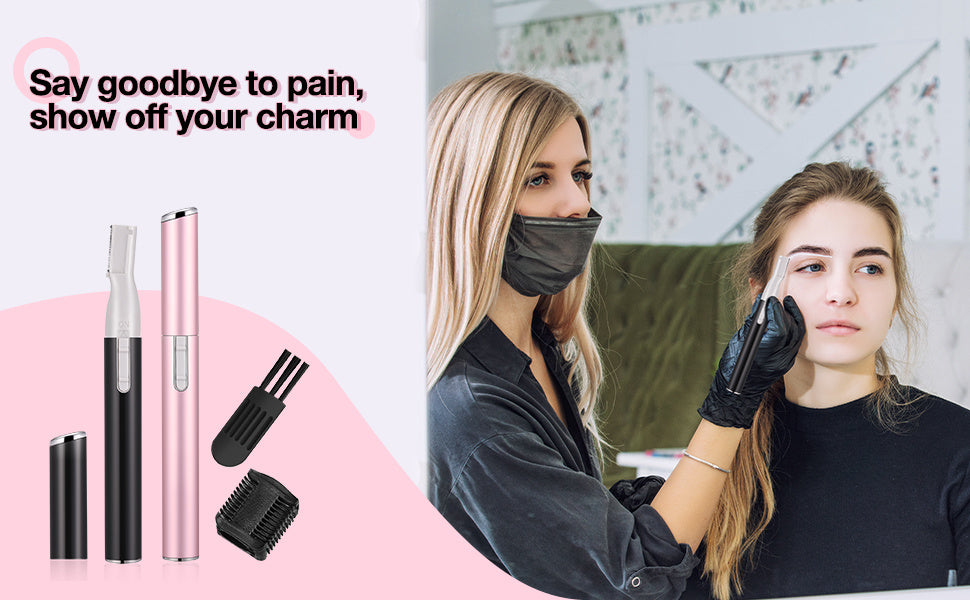 1pc CIICII Electric Facial Hair Trimmer, Personal Pen Detailer with Rinseable Blades, Cleaning Brush & Trimming Comb for Eyebrows, Neckline, Nose, Ears - Plastic, Dry Battery Powered (Batteries Not Included), Personal Care Ac