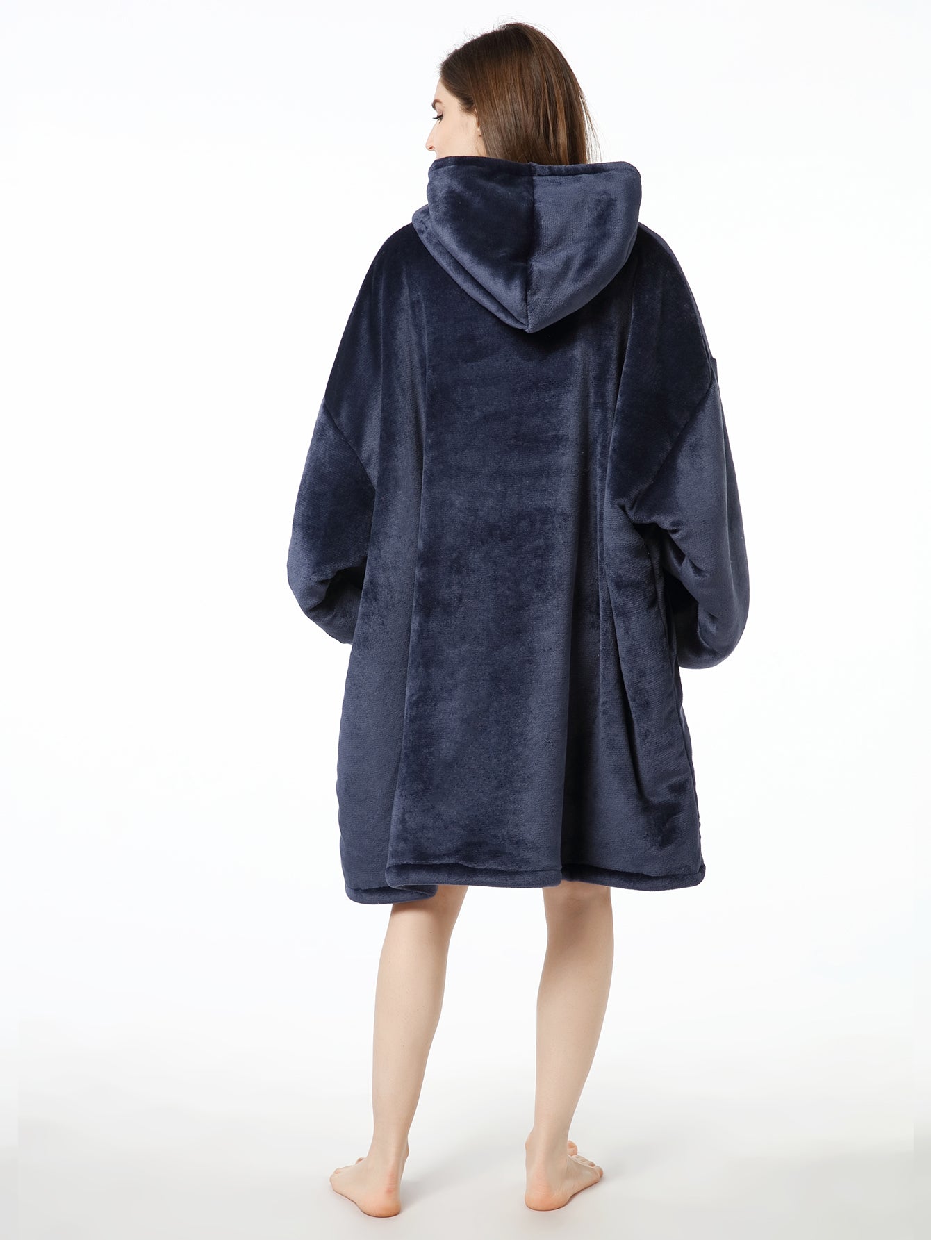 RONGTAI Oversized Wearable Pajamas With Big Pockets,Soft Plush Sweatshirt Hooded Popular Tops One Size Fits