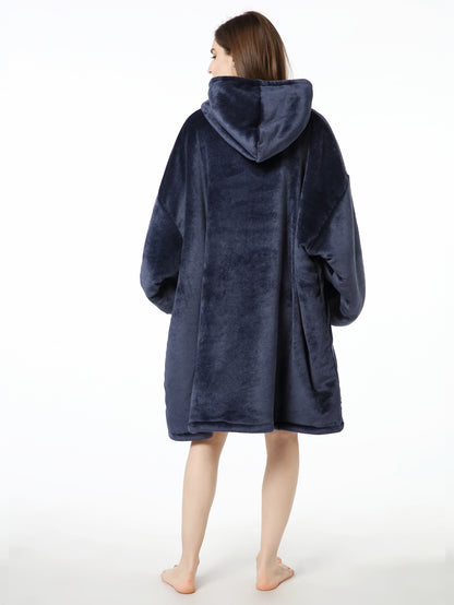 RONGTAI Oversized Wearable Pajamas With Big Pockets,Soft Plush Sweatshirt Hooded Popular Tops One Size Fits