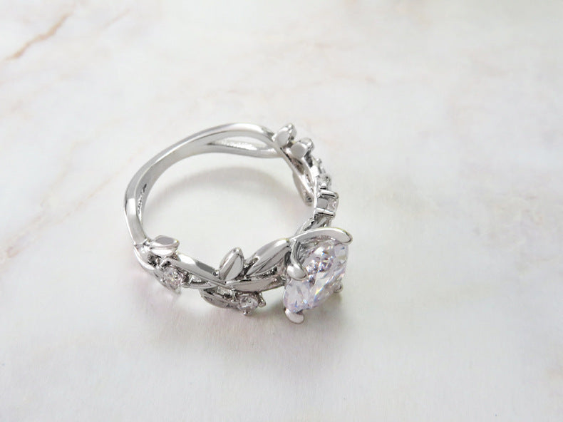 Explosive Branch Ring Ladies Fashion Zircon Flower Ring
